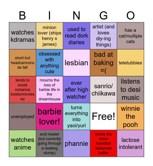 J likes cats bingo! Bingo Card