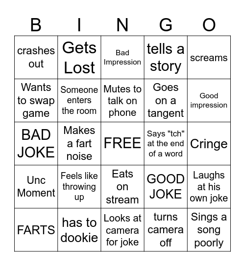 Gurts BINGO BuhNanZa Bingo Card