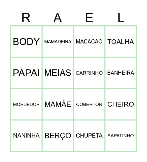 Chá do Rael Bingo Card