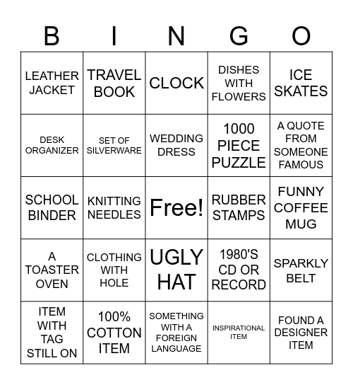 THRIFT STORE BINGO Card