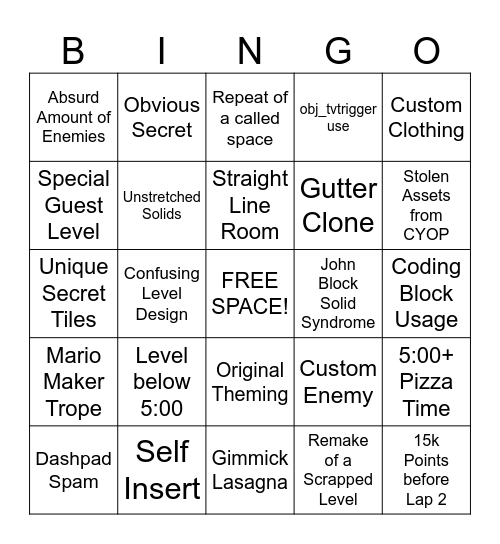 CYOP BINGO Card