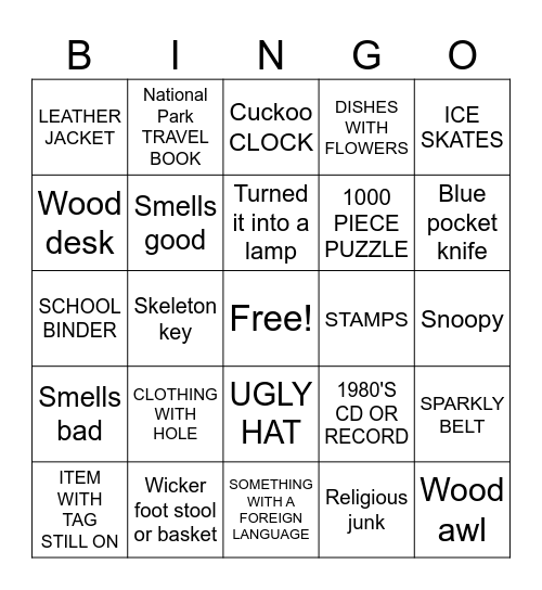 THRIFT STORE BINGO Card