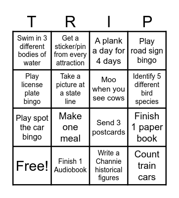 California Car Trip! Bingo Card