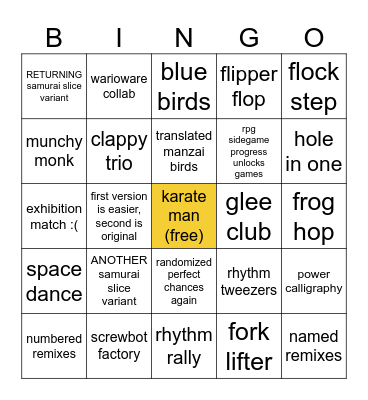 rhythm heaven groove predictions Bingo Card