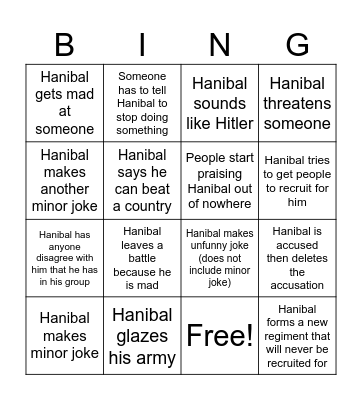 Hanibal files bingo Card