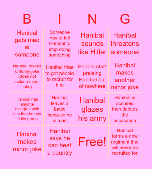 Hanibal files bing Bingo Card