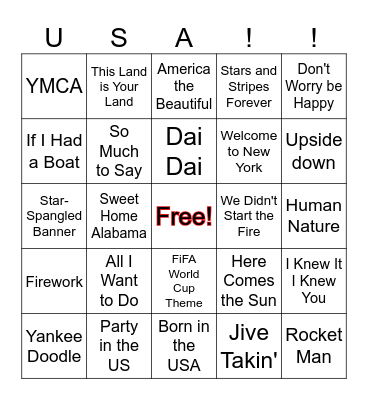 4th of July Bingo Card