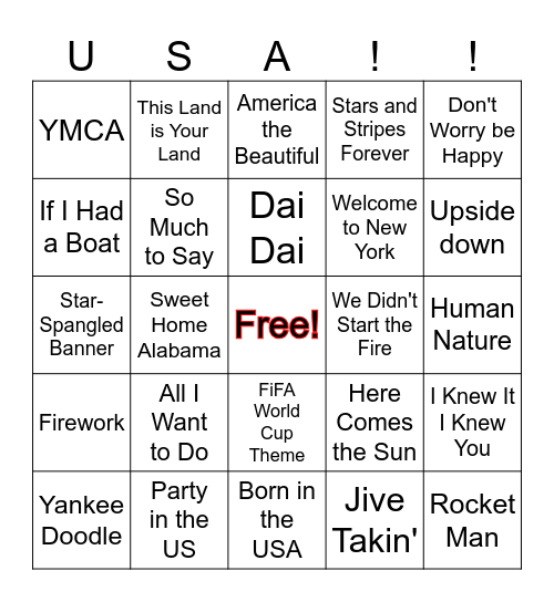 4th of July Bingo Card