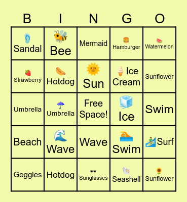 SUMMER Bingo Card