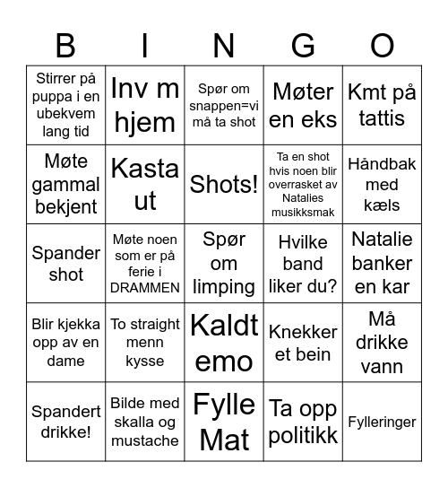 Natalie og Victoria tar drammen Bingo Card