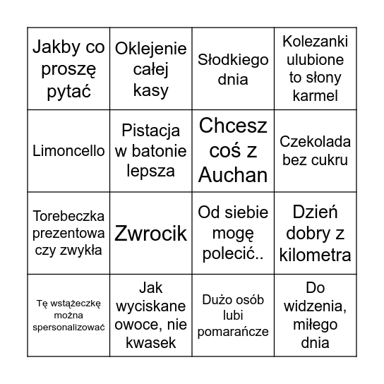 Michał Bingo Card