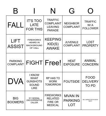 4TH OF JULY DISPATCH BINGO Card