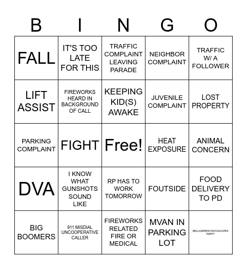 4TH OF JULY DISPATCH BINGO Card