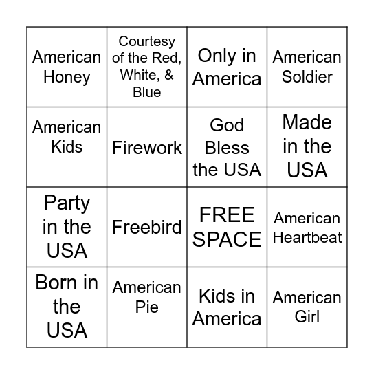 AMERICA is 250!! Bingo Card