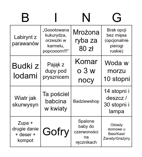 Polskie morze Bingo Card