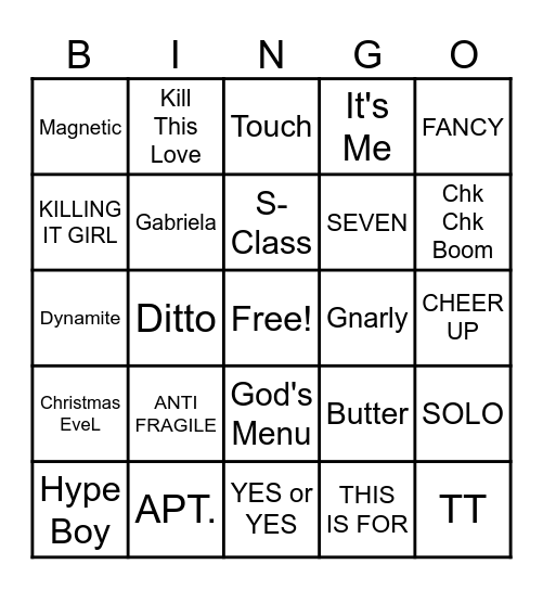KPOP BINGO Card