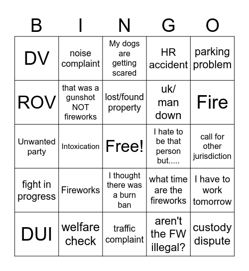 4th of July Bingo Card