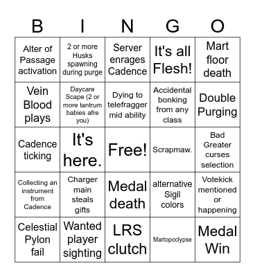 Nullscape casual Party+ bingo Card