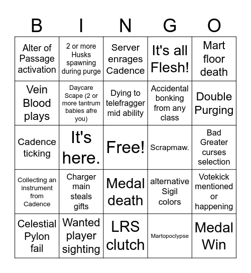 Nullscape casual Party+ bingo Card