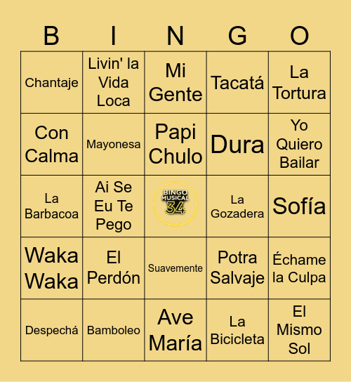 HITS DEL VERANO Bingo Card