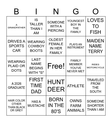 GUESS WHO Bingo Card