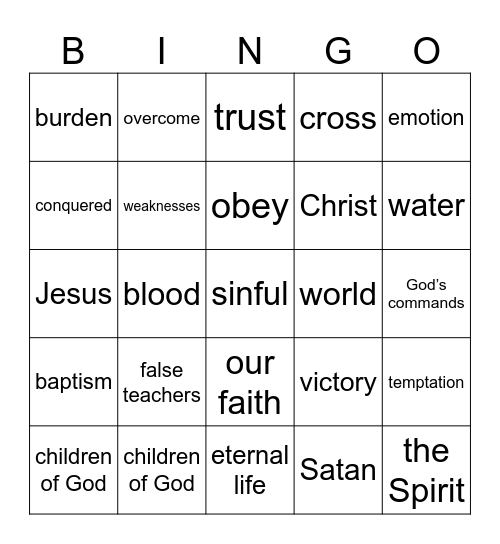 Pastor Bingo Card