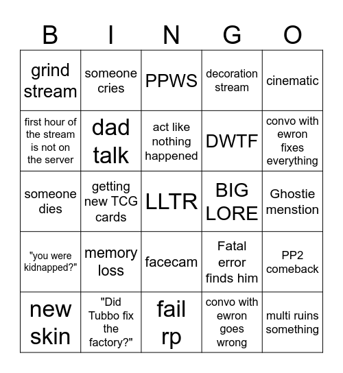 ashswag stream Bingo Card