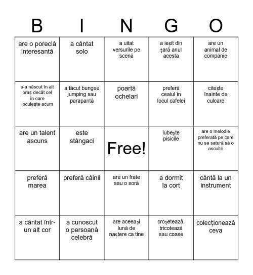 Peștera - 22 - 24 iulie 2026 -  Găsește pe cineva care.... Bingo Card