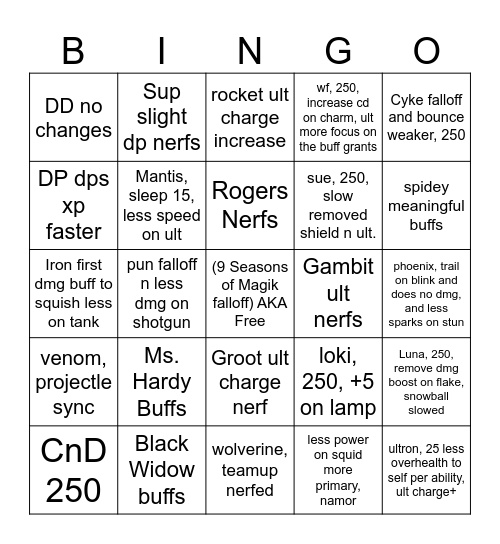 S9 Hope Shan't Faulter Bingo Card
