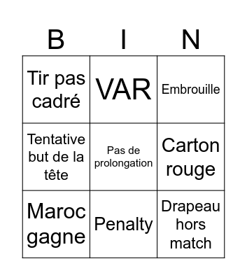 Canada Maroc Bingo Card