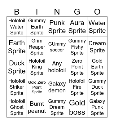 Sprite bingo Card
