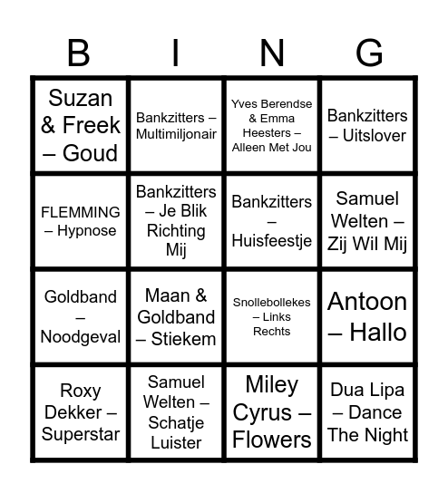 Groep 8 eindfeest! Bingo Card