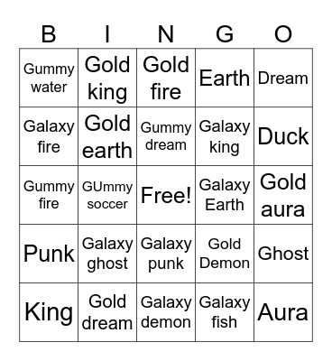 Sprite bingo Card