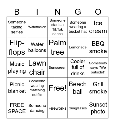 We Outside! Bingo Card