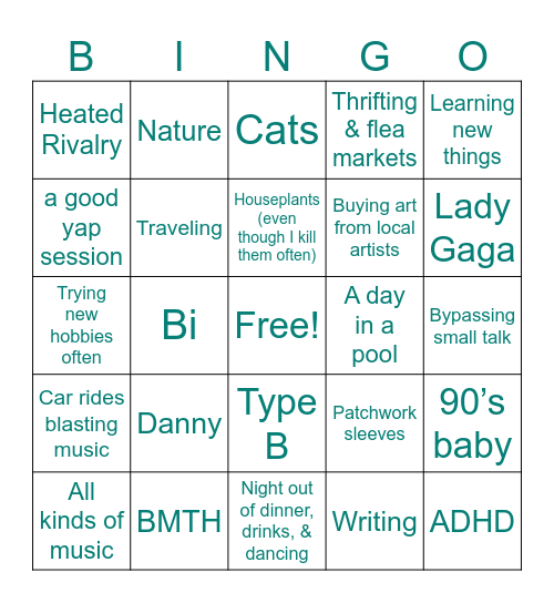 allie bingo Card