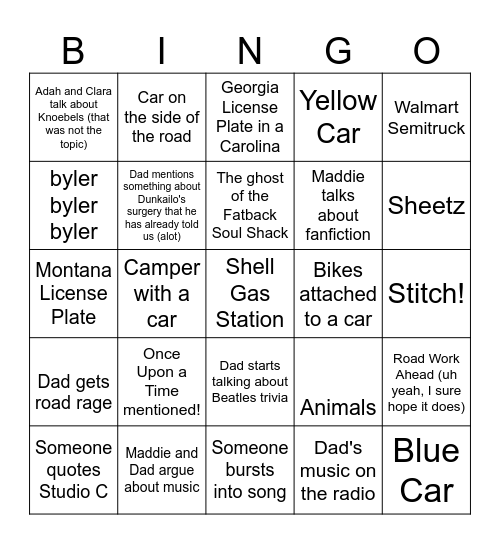 Knoebels Bingo Card