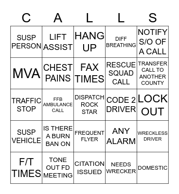 DISPATCH BINGO Card