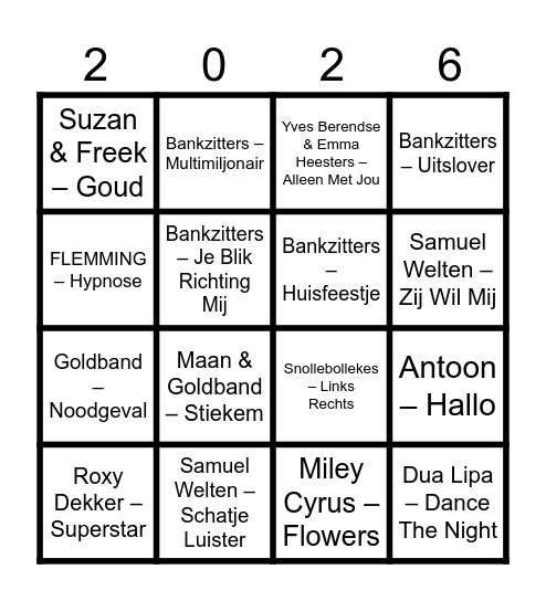 Bingo eindfeest groep 8 Bingo Card