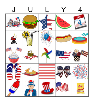 4th of july Bingo Card