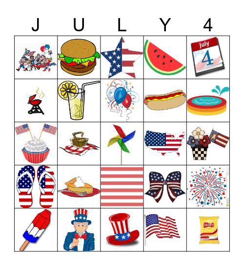4th of july Bingo Card