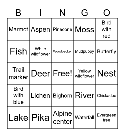 RMNP Bingo Card