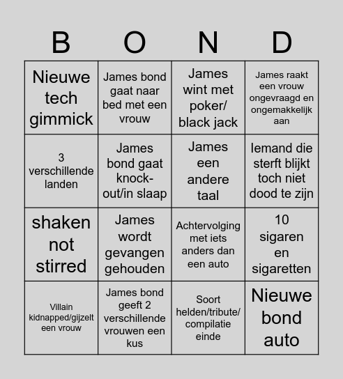 James Bond! Bingo Card