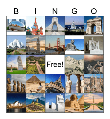 Famous Landmarks of the World Bingo Card