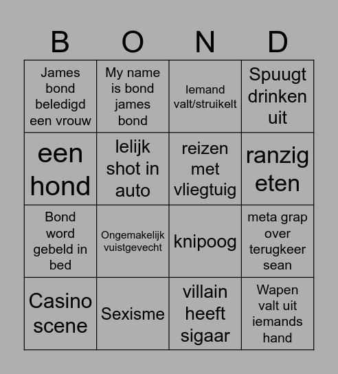 James bon Bingo Card