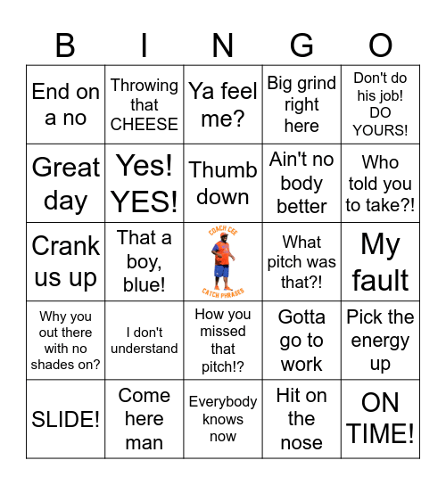 COACH CEE CATCH PHRASES Bingo Card