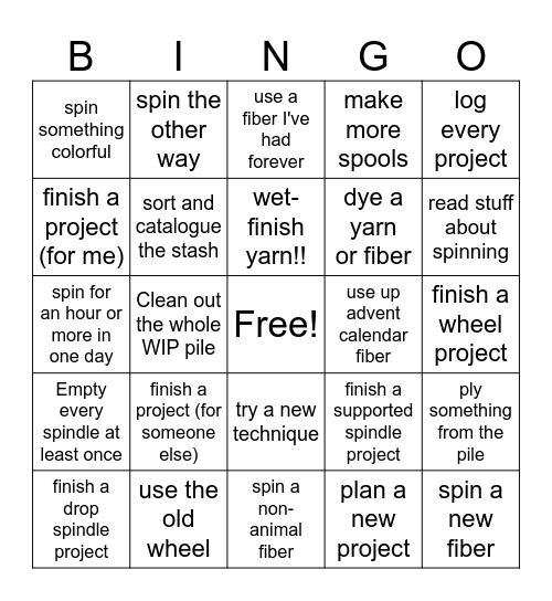 Tour de Fleece 2026 Bingo Card