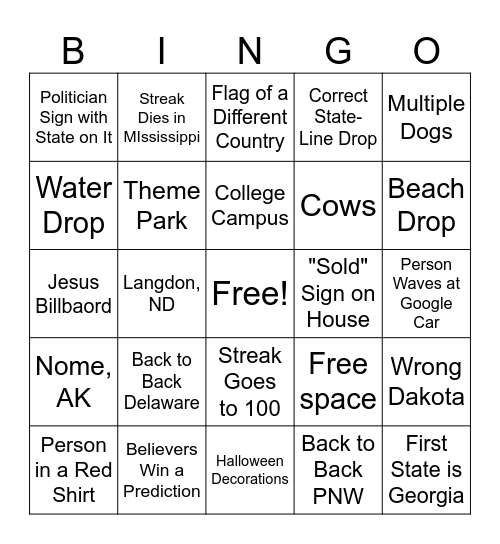Geoly Bingo Card