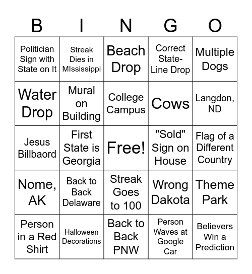 Geoly Bingo Card