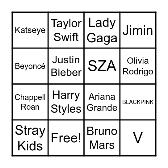 POP Bingo Card