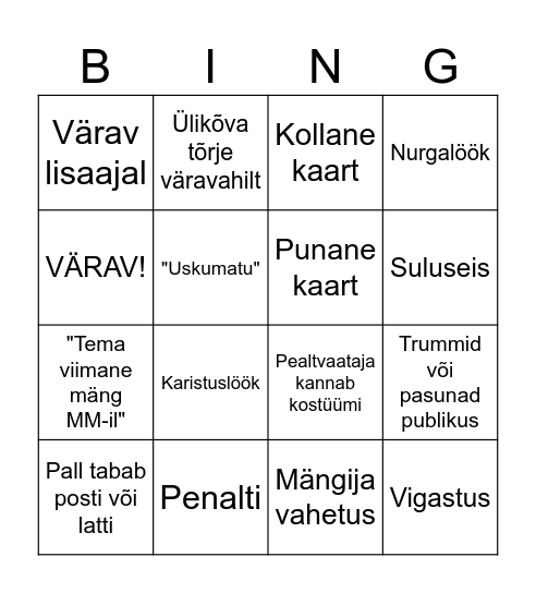 FIFA World Cup Bingo Card